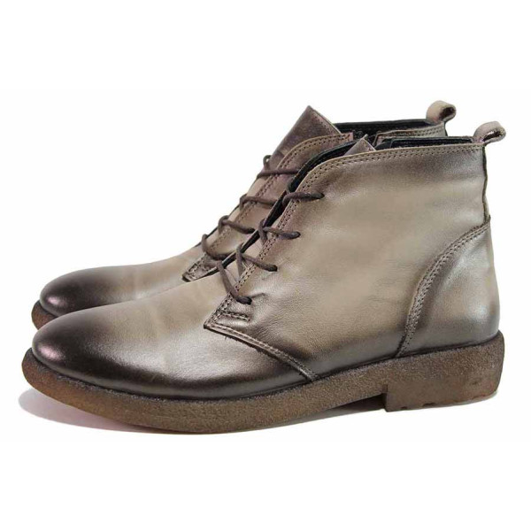 Бежови дамски боти, естествена кожа - всекидневни обувки за есента и зимата N 100020420