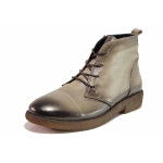 Бежови дамски боти, естествена кожа - всекидневни обувки за есента и зимата N 100020420