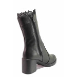 Черна анатомични дамски ботуши, естествена кожа - всекидневни обувки за есента и зимата N 100020564