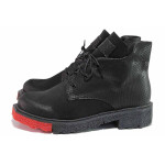 Черна анатомични дамски боти, естествен набук - ежедневни обувки за есента и зимата N 100020565