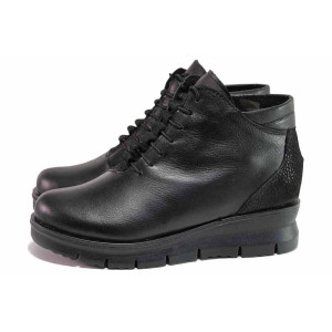 Черна анатомични дамски боти, естествена кожа - ежедневни обувки за есента и зимата N 100020569