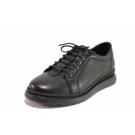 Черна анатомични дамски обувки с равна подметка, естествена кожа - всекидневни обувки за пролетта и есента N 100020576