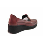 Винени дамски обувки с платформа, естествена кожа - ежедневни обувки за пролетта и есента N 100020579