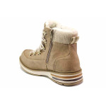 Бежови дамски боти, естествена кожа - ежедневни обувки за есента и зимата N 100020600