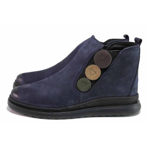 Сини анатомични дамски боти, естествен набук - ежедневни обувки за есента и зимата N 100020644