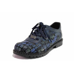 Сини дамски обувки с равна подметка, естествена кожа - всекидневни обувки за пролетта и есента N 100020664