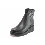 Черни дамски боти, естествена кожа - всекидневни обувки за есента и зимата N 100020667