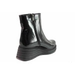 Черни дамски боти, лачена естествена кожа - ежедневни обувки за есента и зимата N 100020668