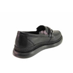 Черна анатомични дамски обувки с равна подметка, естествена кожа - всекидневни обувки за пролетта и есента N 100020677