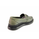 Зелени анатомични дамски обувки с равна подметка, естествена кожа - всекидневни обувки за пролетта и есента N 100020679
