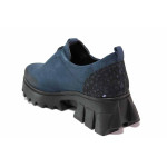 Сини анатомични анатомични дамски обувки с равна подметка, естествен велур - всекидневни обувки за пролетта и есента N 100020685