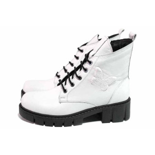 Бели анатомични дамски боти, естествена кожа - всекидневни обувки за есента и зимата N 100020727