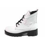 Бели анатомични дамски боти, естествена кожа - всекидневни обувки за есента и зимата N 100020727