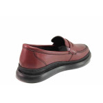 Винени анатомични дамски обувки с равна подметка, естествена кожа - ежедневни обувки за есента и зимата N 100020730