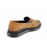Кафяви анатомични дамски обувки с равна подметка, естествена кожа - всекидневни обувки за есента и зимата N 100020731
