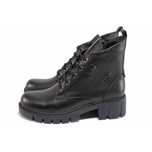 Черна анатомични дамски боти, естествена кожа - всекидневни обувки за есента и зимата N 100020848