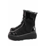 Черна анатомични дамски боти, естествен набук - ежедневни обувки за есента и зимата N 100020864