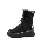Черна анатомични дамски боти, естествен набук - ежедневни обувки за есента и зимата N 100020864