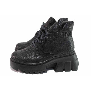 Черна анатомични дамски боти, естествена кожа - ежедневни обувки за есента и зимата N 100020866