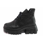 Черна анатомични дамски боти, естествена кожа - ежедневни обувки за есента и зимата N 100020866