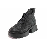 Черна анатомични дамски боти, естествена кожа - ежедневни обувки за есента и зимата N 100020866