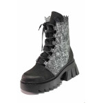 Черна анатомични дамски боти, естествен набук - ежедневни обувки за есента и зимата N 100020868