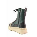 Анатомични зелени дамски боти, естествена кожа - всекидневни обувки за есента и зимата N 100021097
