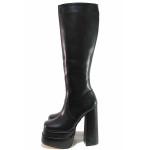 Черни дамски ботуши, естествена кожа и еко-кожа - официални обувки за есента и зимата N 100021091