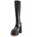 Черни дамски ботуши, естествена кожа и еко-кожа - официални обувки за есента и зимата N 100021091