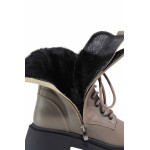 Бежови дамски ботуши, естествена кожа - всекидневни обувки за есента и зимата N 100021112