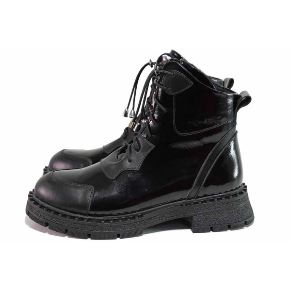 Черни дамски боти, анатомични, естествена кожа - всекидневни обувки за есента и зимата N 100021120