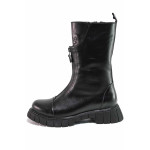 Черни дамски боти, естествена кожа - ежедневни обувки за есента и зимата N 100021189