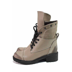 Бежови дамски боти, естествена кожа - ежедневни обувки за есента и зимата N 100021188