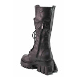 Черни дамски ботуши, естествена кожа - всекидневни обувки за есента и зимата N 100021230