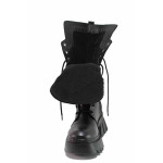 Черни дамски ботуши, естествена кожа - всекидневни обувки за есента и зимата N 100021230