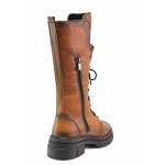 Кафяви дамски ботуши, естествена кожа - всекидневни обувки за есента и зимата N 100021263