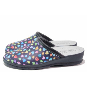 Сини анатомични анатомични дамски чехли, здрава еко-кожа - ежедневни обувки за целогодишно ползване N 100020304