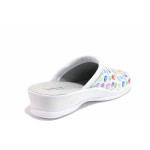 Бели анатомични дамски чехли, здрава еко-кожа - всекидневни обувки за целогодишно ползване N 100020305