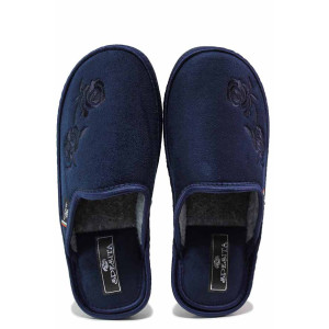 Тъмносини анатомични домашни чехли, текстилна материя - всекидневни обувки за есента и зимата N 100020387