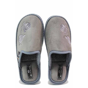 Сиви анатомични домашни чехли, текстилна материя - ежедневни обувки за есента и зимата N 100020388