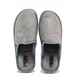 Сиви анатомични домашни чехли, текстилна материя - всекидневни обувки за есента и зимата N 100020397