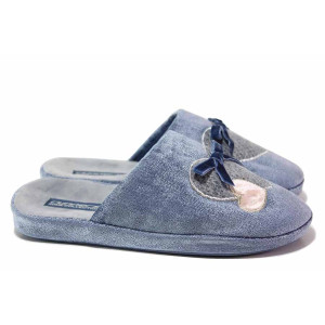 Сини анатомични домашни чехли, текстилна материя - всекидневни обувки за есента и зимата N 100020453