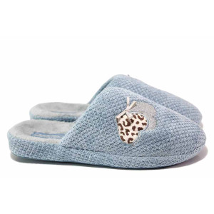 Сини анатомични домашни чехли, текстилна материя - ежедневни обувки за есента и зимата N 100020457