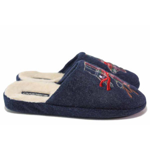 ТъмноСини анатомични домашни чехли, текстилна материя - всекидневни обувки за есента и зимата N 100020458