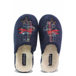 ТъмноСини анатомични домашни чехли, текстилна материя - всекидневни обувки за есента и зимата N 100020458
