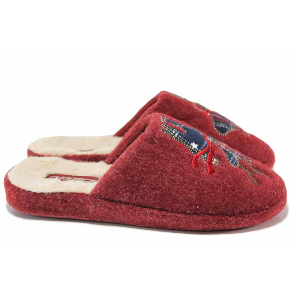 Червени анатомични домашни чехли, текстилна материя - ежедневни обувки за есента и зимата N 100020459