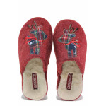 Червени анатомични домашни чехли, текстилна материя - ежедневни обувки за есента и зимата N 100020459