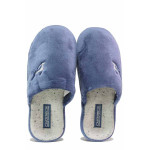 Тъмносини домашни чехли, текстилна материя - ежедневни обувки за есента и зимата N 100020463