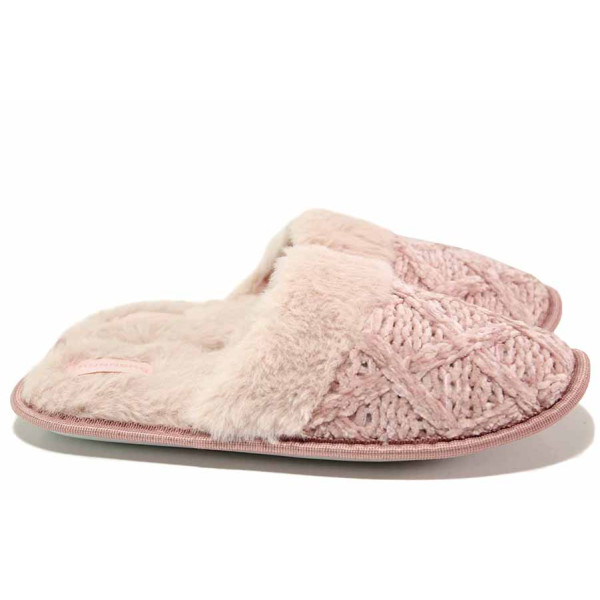 Розови анатомични домашни чехли, текстилна материя - всекидневни обувки за есента и зимата N 100020466