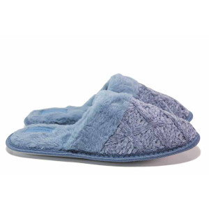 ТъмноСини анатомични домашни чехли, текстилна материя - ежедневни обувки за есента и зимата N 100020467